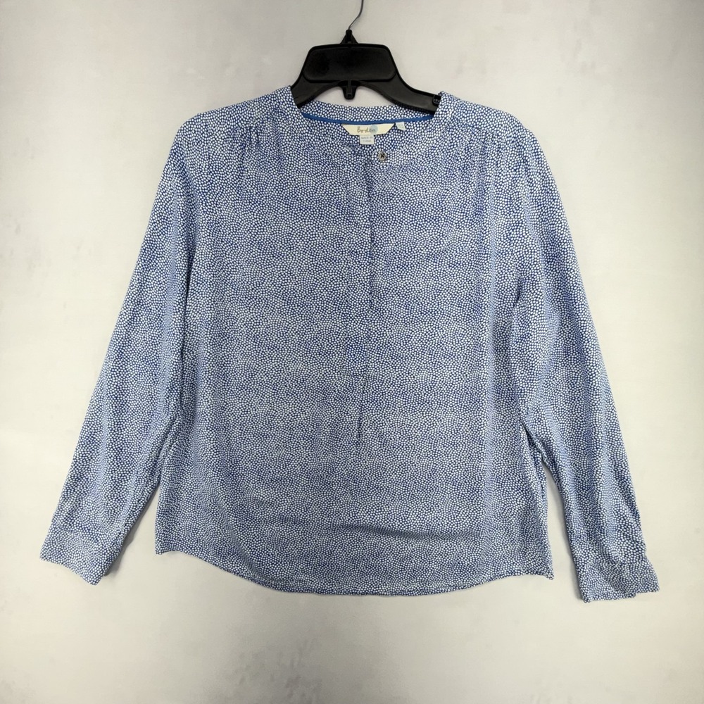 Boden Light Blue Microdot Long Sleeve Blouse